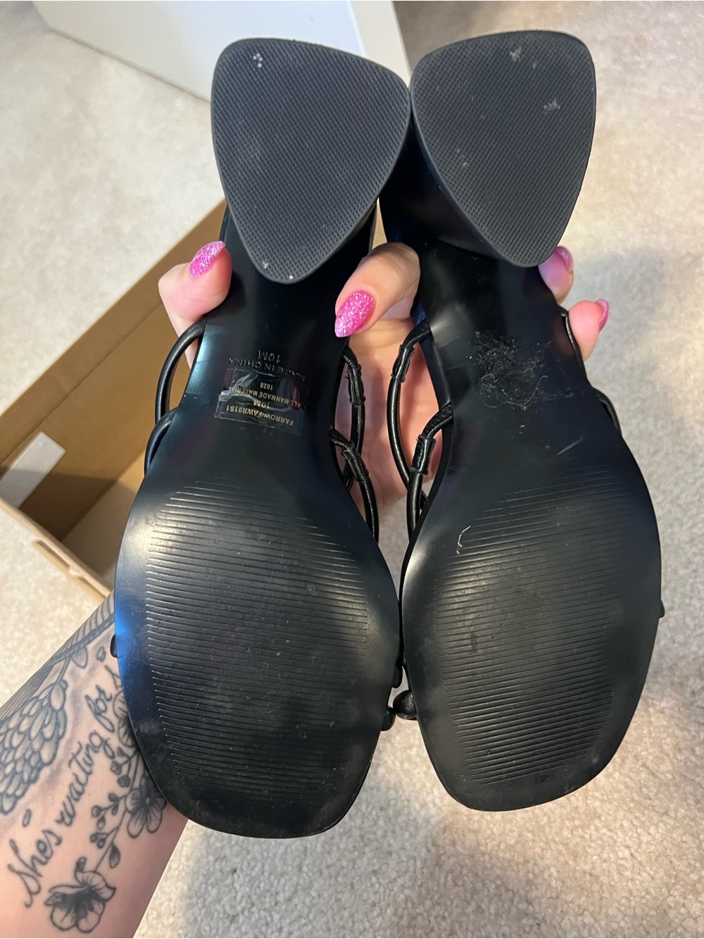 Steve Madden Black Block Sandal Heels - Picture 4 of 6